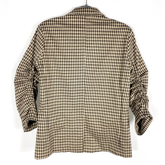 Heartloom Farron Blazer Check Pattern Ponte Oversized Jacket Tan 2-Button Sz S - Picture 11 of 13